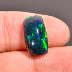 Mind Blowing Top Grade Quality 100% Natural Black Ethiopian Opal Radiant Shape Cabochon Gemstone For Making Jewelry 14X8X5 mm 3.7 Ct. SN-245