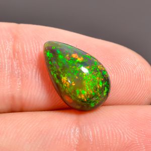 Supreme Top Grade Quality 100% Natural Black Ethiopian Opal Pear Shape Cabochon Loose Gemstone For Making Jewelry 13X8X5 mm 2.8 Ct. SN-250