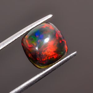 Outstanding Top Grade Quality 100% Natural Black Ethiopian Opal Cushion Shape Cabochon Gemstone For Making Jewelry 10X10X5 mm 2.75 Ct SN-473