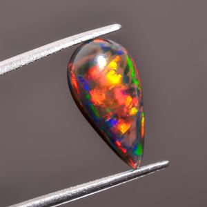 Awesome Top Grade Quality 100% Natural Welo Fire Black Ethiopian Opal Pear Shape Cabochon Gemstone For Making Jewelry 16X8X4mm 2.45 Ct SN527