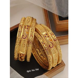 Shining Diva Fashion Set of 6 Latest Premium Quality Brass Bangles For Women 