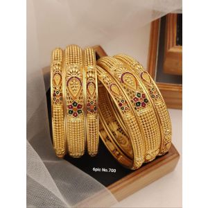 Shining Diva Fashion Set of 6 Latest Premium Quality Brass Bangles For Women 