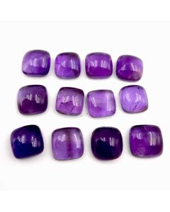 49 Ct Natural Purple Amethyst 13 Pcs Cushion Shape Cabochon Gemstone 9x10 mm