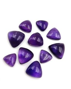 76 Ct Natural Purple Amethyst 10 Pcs Trillion Shape Cabochon Gemstone 11x16 mm