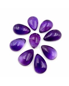 80 Ct Natural Purple Amethyst 15 Pcs Pear Shape Cabochon Gemstone 10x12 To 10x16.5 mm