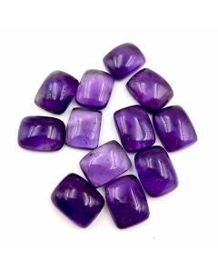 83 Ct Natural Purple Amethyst 12 Pcs Cushion Shape Cabochon Gemstone 10x13 To 11x14 mm