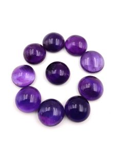 89 Ct Natural Purple Amethyst 13 Pcs Round Shape Cabochon Gemstone 12 mm