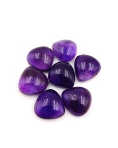 57 Ct Natural Purple Amethyst 7 Pcs Heart Shape Cabochon Gemstone 13x14 mm