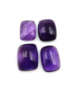 31Ct Natural Purple Amethyst 3 Pcs Cushion Shape Cabochon Gemstone 11x16 To 13.5x17.5 mm