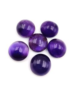 52 Ct Natural Purple Amethyst 6 Pcs Round Shape Cabochon Gemstone 13 mm