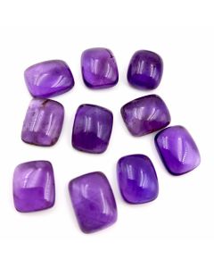 43 Ct Natural Purple Amethyst 10 Pcs Cushion Shape Cabochon Gemstone 9.5x10.5 To 9x12 mm