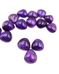 132 Ct Natural Purple Amethyst 15 Pcs Heart Shape Cabochon Gemstone 13.5x15.5 mm