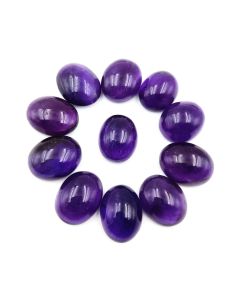 225 Ct Natural Purple Amethyst 14 Pcs Oval Shape Cabochon Gemstone 14.5x18.5 To 19x15 mm