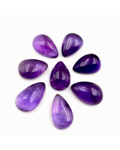 35 Ct Natural Purple Amethyst 7 Pcs Pear Shape Cabochon Gemstone 9x14 To 9x15 mm