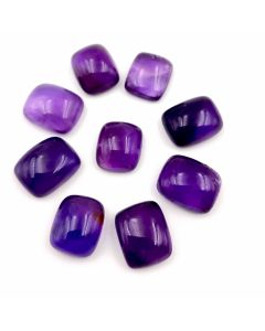 74 Ct Natural Purple Amethyst 12 Pcs Cushion Shape Cabochon Gemstone  10x11.5 To 10x12.5 mm