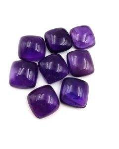 87 Ct Natural Purple Amethyst 8 Pcs Cushion Shape Cabochon Gemstone 14 mm