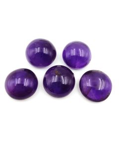 46 Ct Natural Purple Amethyst 5 Pcs Round Shape Cabochon Gemstone 14.5x15 mm