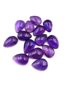 60 Ct Natural Purple Amethyst 14 Pcs Pear Shape Cabochon Gemstone 9x13 mm