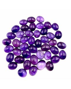 409 Ct Natural Purple Amethyst 67 Pcs Oval Shape Cabochon Gemstone 10x12.5 To 11x14 mm