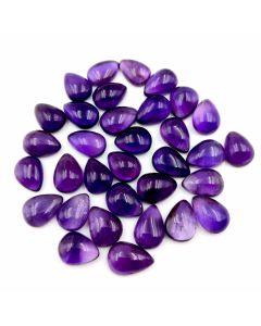 287 Ct Natural Purple Amethyst 47 Pcs Pear Shape Cabochon Gemstone 10.5x13.5 To !0x15mm