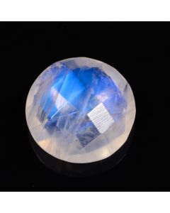 Natural White Rainbow Moonstone Round Faceted Cut Loose Gemstone 9.45 Ct 15X7 MM Rainbow Fire Moonstone For Jewelry Making 