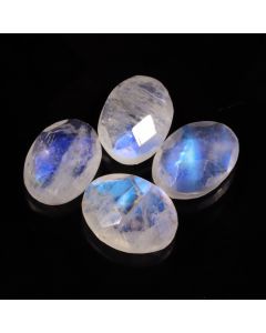 5.30 Ct Natural White Rainbow Moonstone Oval Shape Faceted Cut Loose Gemstone 8X6X3-9X7X4 MM Rainbow Fire Moonstone For Jewelry Making 