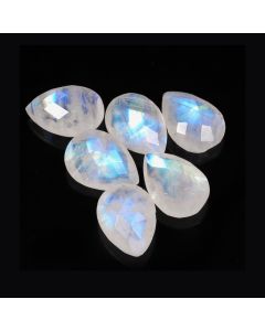 28 Ct Natural White Rainbow Moonstone Pear Shape Faceted Cut Loose Gemstone 16X12X6 MM White Rainbow Blue Fire Moonstone For Jewelry Making 