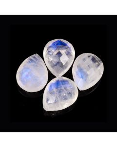 28.90 Ct Natural White Rainbow Moonstone Pear Shape Faceted Cut Loose Gemstone 14X10X5-14X10X6 MM White Rainbow Blue Fire Moonstone For Jewelry Making 