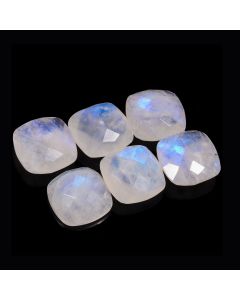 63 Ct Natural White Rainbow Moonstone Square Shape Faceted Cut Loose Gemstone 15X6-15X7 MM White Rainbow Blue Fire Moonstone For Jewelry Making 