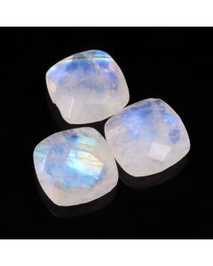 30 Ct Natural White Rainbow Moonstone Square Shape Faceted Cut Loose Gemstone 15X6-15X7 MM White Rainbow Blue Fire Moonstone For Jewelry Making 