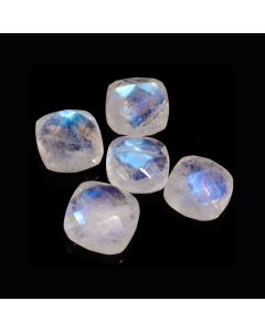 12 Ct Natural White Rainbow Moonstone Square Shape Faceted Cut Loose Gemstone 8X4-9X4 MM White Rainbow Blue Fire Moonstone For Jewelry Making 