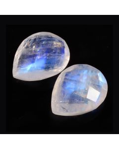 16 Ct Natural White Rainbow Moonstone Round Shape Faceted Cut Loose Gemstone 14X5-14X8 MM White Rainbow Blue Fire Moonstone For Jewelry Making 