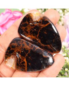 95 Ct Natural Pietersite 1 Pair Fancy Shape Cabochon Pietersite Gemstone 46X28X5 MM Pietersite Cabs For Jewelry Making Crafts 