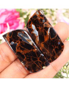  1 Pair Natural Pietersite Fancy Shape Cabochon Pietersite Gemstone 43X20X4 MM 68 Ct  Pietersite Cabs For Jewelry Making Crafts 