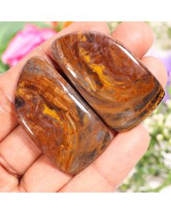  1 Pair Natural Pietersite Fancy Shape Cabochon Pietersite Gemstone 47X25X6 MM 125 Ct  Pietersite Cabs For Jewelry Making Crafts 