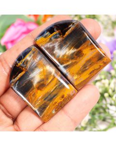  1 Pair Natural Pietersite Fancy Shape Cabochon Pietersite Gemstone 42X28X5 MM 138 Ct  Pietersite Cabs For Jewelry Making Crafts 