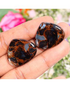  1 Pair Natural Pietersite Heart Shape Cabochon Pietersite Gemstone 29X24X4 MM 42 Ct  Pietersite Cabs For Jewelry Making Crafts 