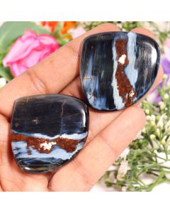 1 Pair Natural Pietersite Heart Shape Cabochon Pietersite Gemstone 42X47X5 MM 163 Ct  Pietersite Cabs For Jewelry Making Crafts 