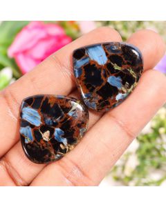 1 Pair Natural Pietersite Heart Shape Cabochon Pietersite Gemstone 28X30X4 MM 50 Ct  Pietersite Cabs For Jewelry Making Crafts 