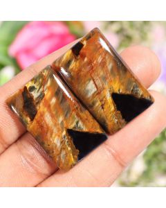 Natural Pietersite Rectangle Shape Loose Gemstone Cabochon 1 Pair 32X20X5 MM 63 Ct  Pietersite Cabs For Jewelry Making Crafts 