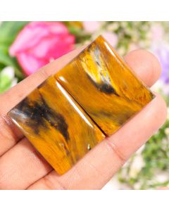 Classic Top Quality Natural Radiant Shape Cabochon Loose Gemstone Pair,For Making Jewelry 87.45 Ct 31X23X5 MM AB-45