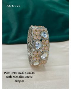 Designer Pattern Pure Brass Kundan Party Wear with Monalisa Stone Bangle