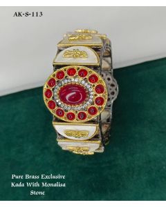 Designer Pattern Pure Brass Exclusive Party Wear Kada with Monalisa Stone 