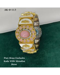 Designer Pattern Pure Brass Exclusive Party Wear Kada with Monalisa Stone 