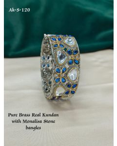 Designer Pattern Pure Brass Kundan Party Wear with Monalisa Stone Bangle