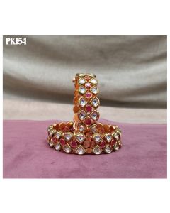 Antique Gold Plated Kundan Studded Designer Style Bangles For Women 