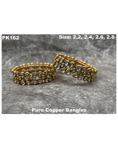 Antique Gold Plated Pure Kundan Stone Studded Designer Style Bangles For Women 