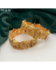 Elephant Design Pure Brass Real Bangle Stone Temple Bangle Set Of 2