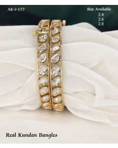 Buy Real Kundan Designer Bangles Polki Stone Fancy Bangles Set Jewelry of 2 Openable Bangle 