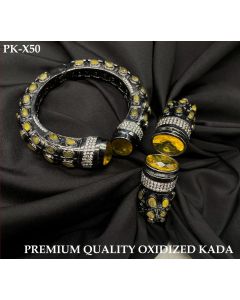 Premium Quality Designer Oxidised Kada Multi Color Gemstone Kada Jewelry